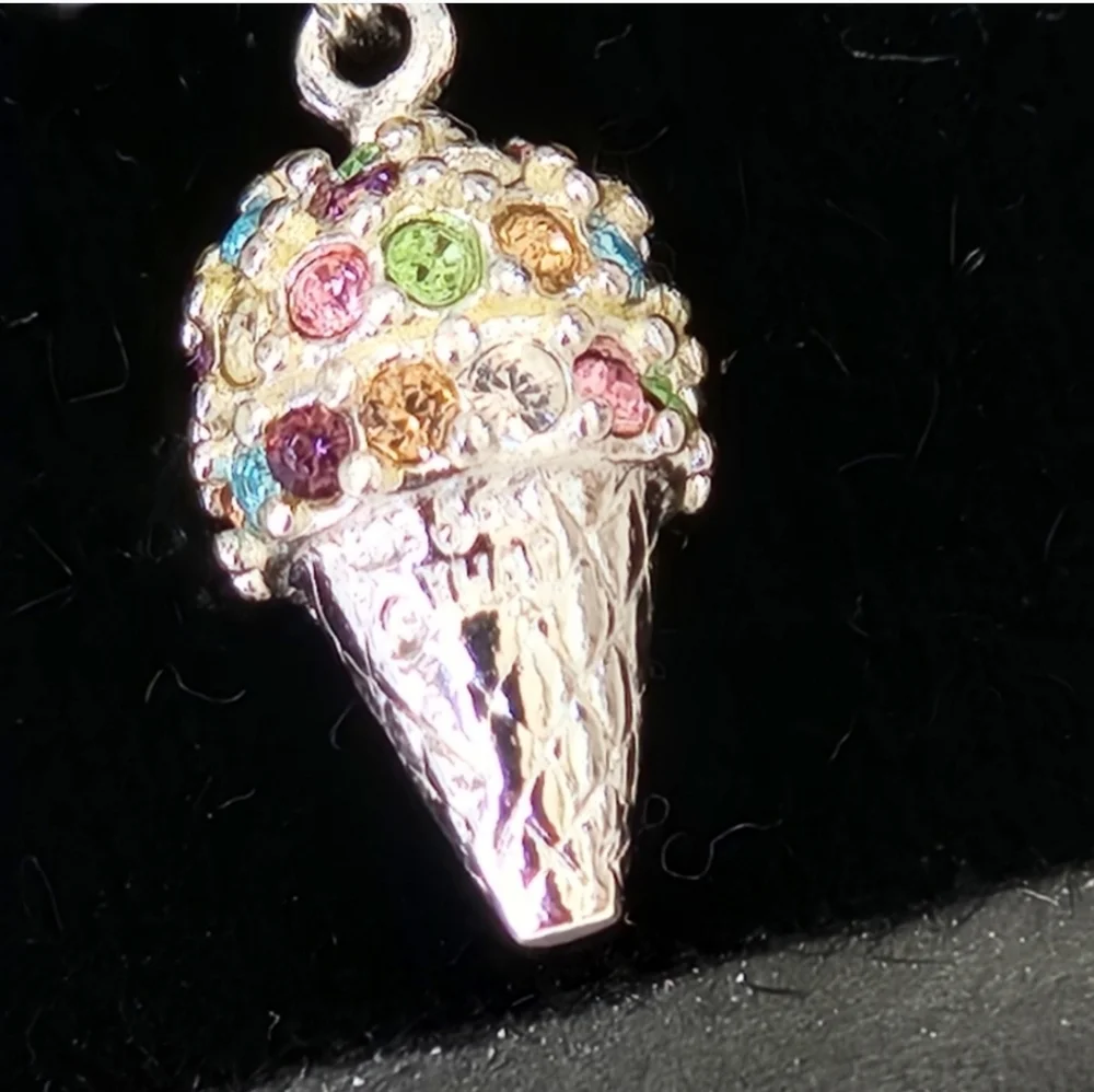 STERLING SILVER Vintage Charms with Crystals Set of 2 - Picture 3 of 10